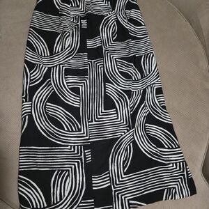 Black and White Patterned A-Line Skirt